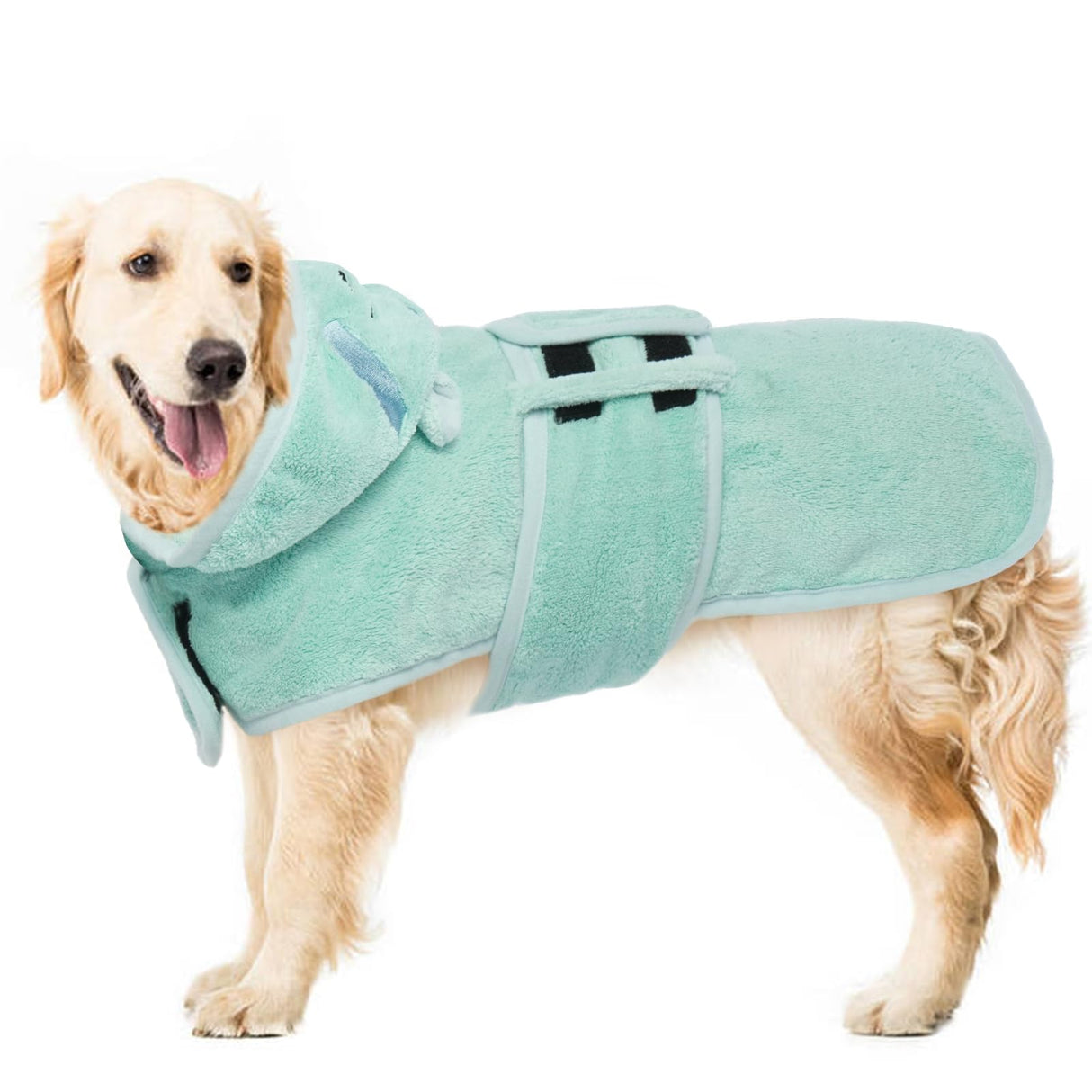 Dog Drying Coat, Microfibre Fast Absorbent Bath Towel With Magic Sticker & Belly Strap - Bathrobe for Puppy, Small, Medium, Large Dogs and Cats