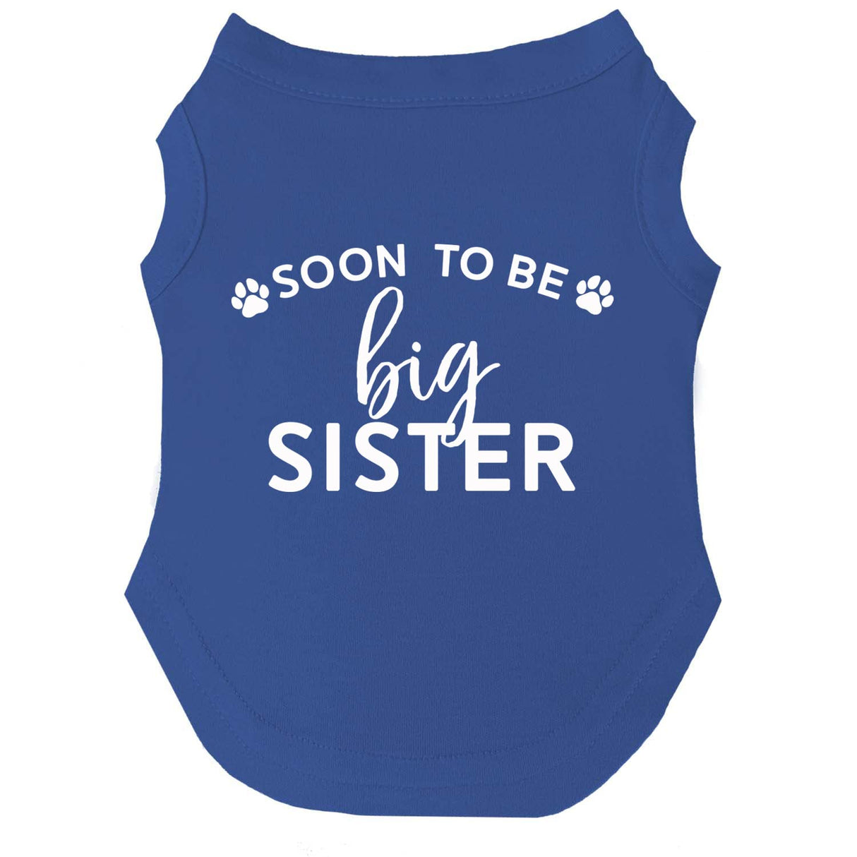Soon to Be Big Sister Dog Tee Shirt | Sleeveless | Pregnancy Announcement | New Baby | Gender Reveal | Photoshoot (56 Royal, 5X-Large)