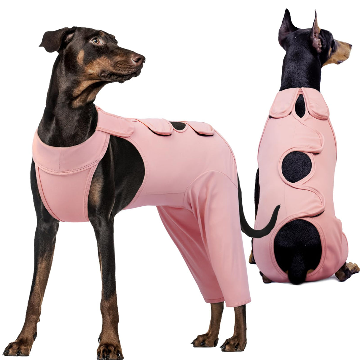 Kuoser Dog Recovery Suit for Back Legs, Thigh Wound Protective Sleeve for Dogs, Dog Recovery Sleeve for Female Male Dogs, Dog Onesie After Surgery Pet Surgical Suit for Spay Neuter, Pink XL