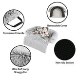 Codi Calming Dog Bed for Couch – Anti-Anxiety Sofa Protector Mat for Medium Dogs, 35''x31''x5'', Machine Washable, Fluffy & Cozy with Non-Slip Bottom, Light Grey