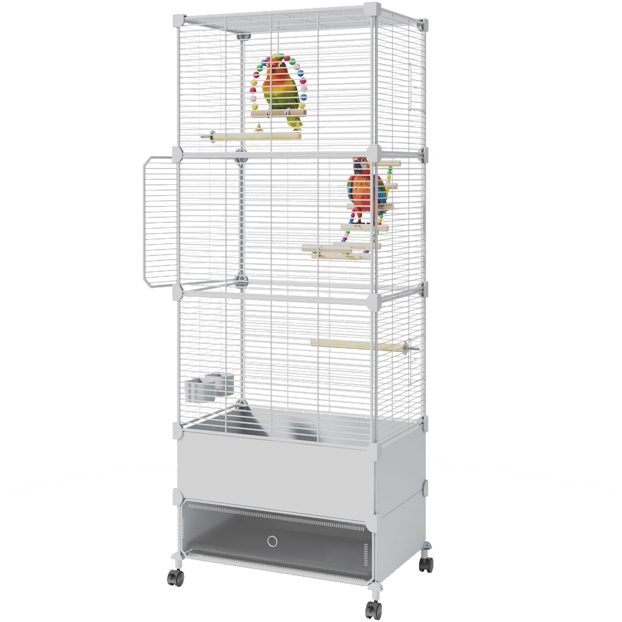 Bird Cage Parakeet Cage with Bird Toys & Slide-Out Tray, Wooden Perches, Rolling Stand, Swing & Bowls – Spacious Indoor Bird House for Parrot, Parakeets, Cockatiel, Lovebird and Small Mid-Sized Birds