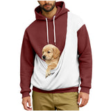 Dademeo Mens Two-Tone Kangaroo Pouch Hoodie for Dogs Cats Pet Carrier Hoodie Long Sleeve Hooded Pullover Animal Holder Sweatshirt
