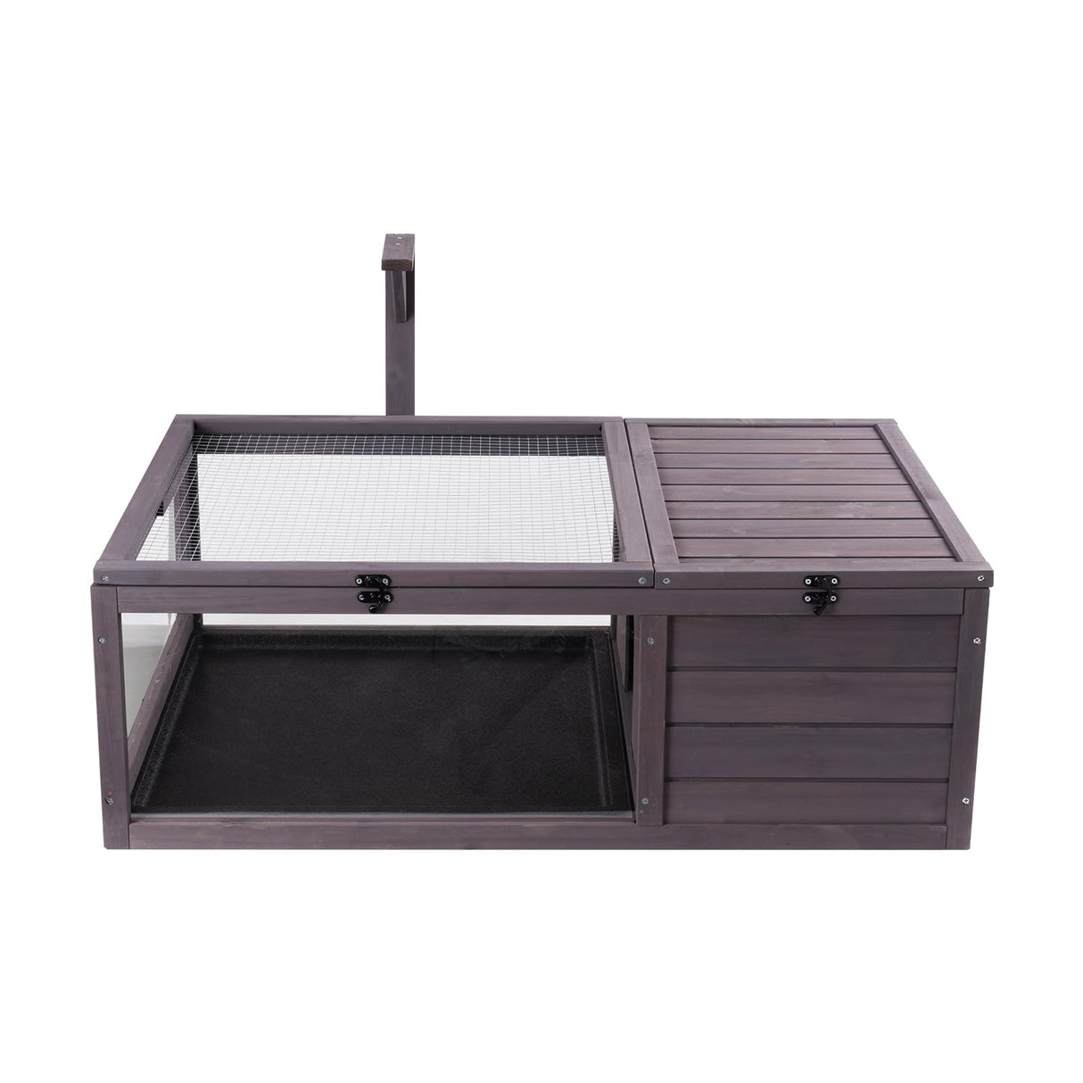 VEVOR Wooden Tortoise House, Indoor & Outdoor Tortoise Enclosure with Hanging Light Stand, 2-Room Reptile Enclosure Small Animal Cage for Gecko, Lizard, Snake - 38 x24 x13 inch