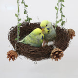 Barn Eleven Natural Rattan Nest Small Medium Large Bird Swing for Parrot Parakeet Cockatiel Conure Cockatoo Macaw Amazon African Grey Lovebird Finch Canary Budgie Cage Perch Toy (Large)