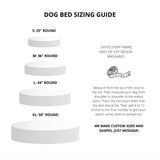 Round Toile Dog Bed, French Navy Toile Pet Bed, Modern Circular Puppy Bed w/Personalization, Large Breed Pet Bed (Navy & Cream, Small Cover Only)