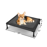 Veehoo Chew Proof Elevated Dog Bed, Indestructible Raised Dog Cot, Orthopedic Dog Platform Bed with Soft Padded Mat, Durable Waterproof Pet Cot for Indoor, Outdoor or Crate, 35-Inch, Grey