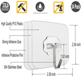 24 Pack Adhesive Wall Hooks 33LB Heavy Duty No Drill Transparent Waterproof Hooks for Bathroom Kitchen Towel Coat Office Home Outdoor