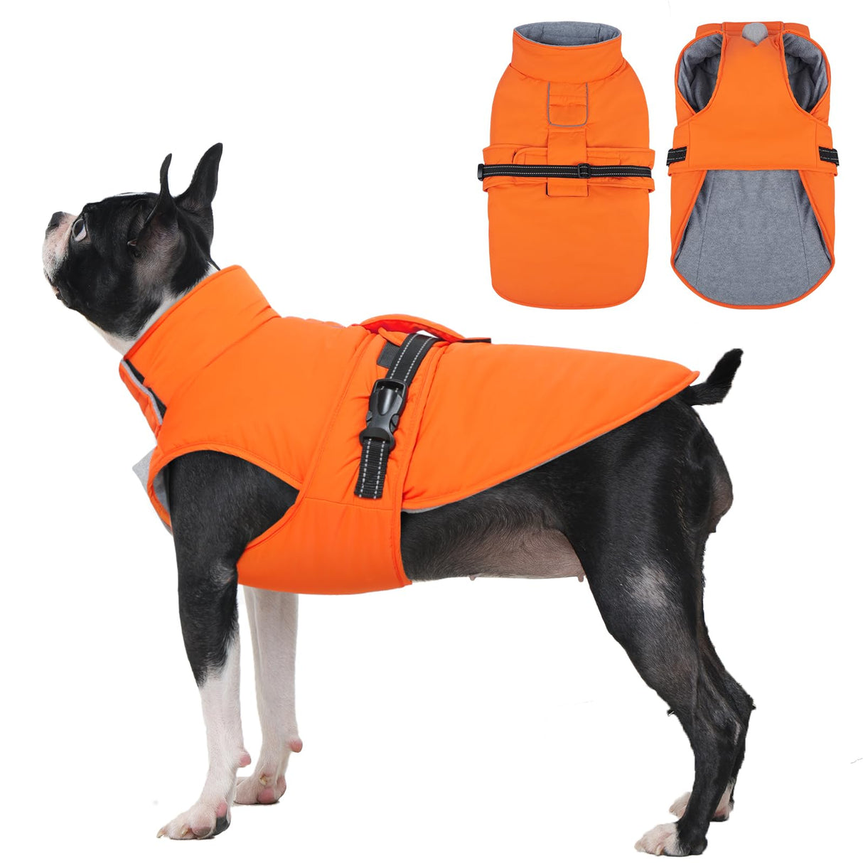 IECOii Dog Winter Jacket Reflective Winter Coats with Harness Hole Adjustable Windproof Jackets Warm Pet Snow Vest for Dachshund Waterproof Cold Weather Coat for Outdoor, Pink, Size M