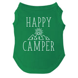 Happy Camping Dog Tee Shirt | Sleeveless Breeds | Summer | Outdoor Adventure | Travel | (Green, 4X-Large 278)