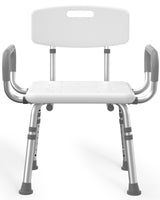 HOMLAND Shower Chair for Inside Shower with Arms and Back, FSA/HSA Eligible 500 lbs Heavy Duty Shower Seat for Bathtub, Height Adjustable Safety Bath Seat for Elderly, Adults, Handicap and Disabled