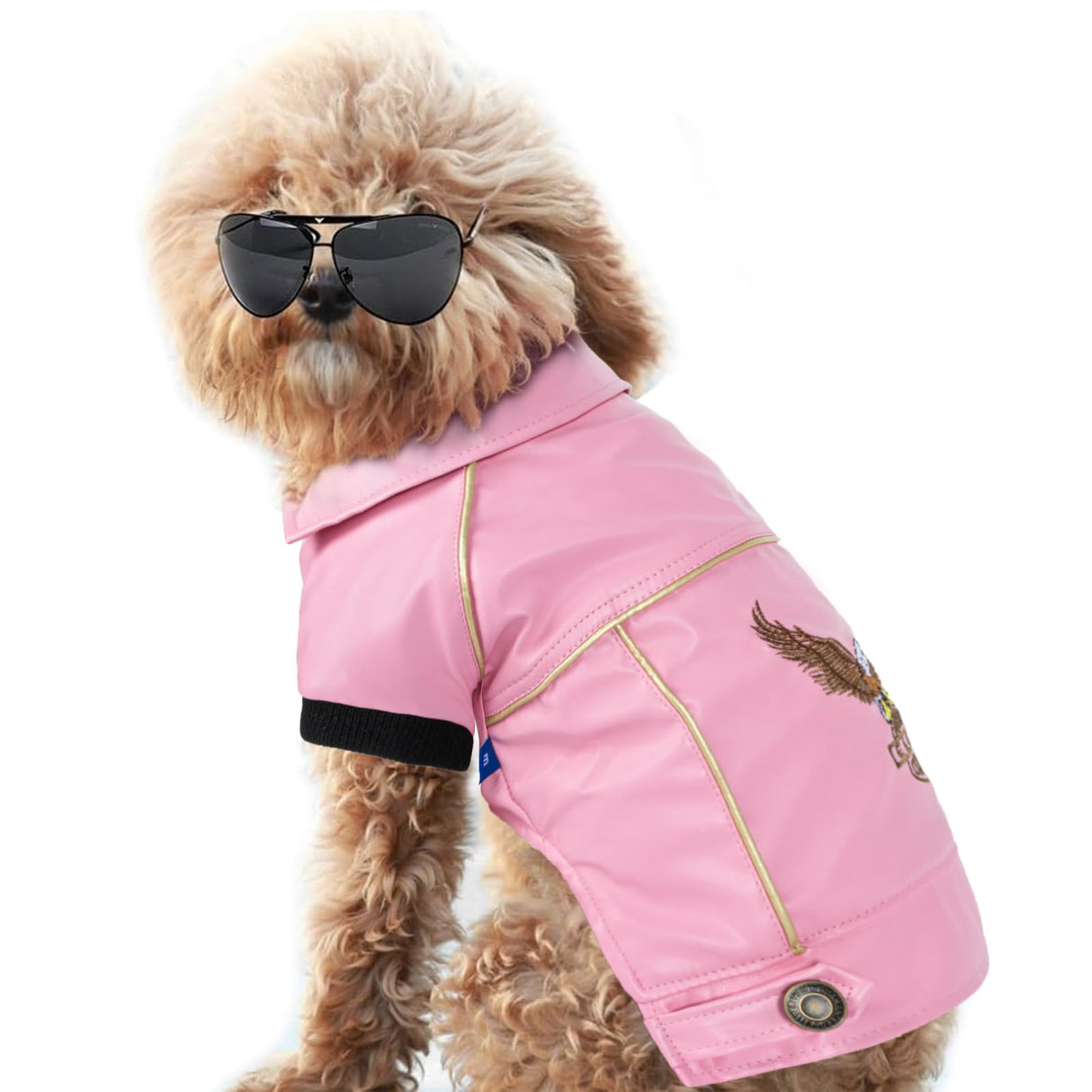 NIULA Dog Leather Jacket - Cute Leather Dog Jackets Motorcycle Clothes with Buttons Pet Waterproof Winter Coat for Small Medium Dogs(Pink, XL)