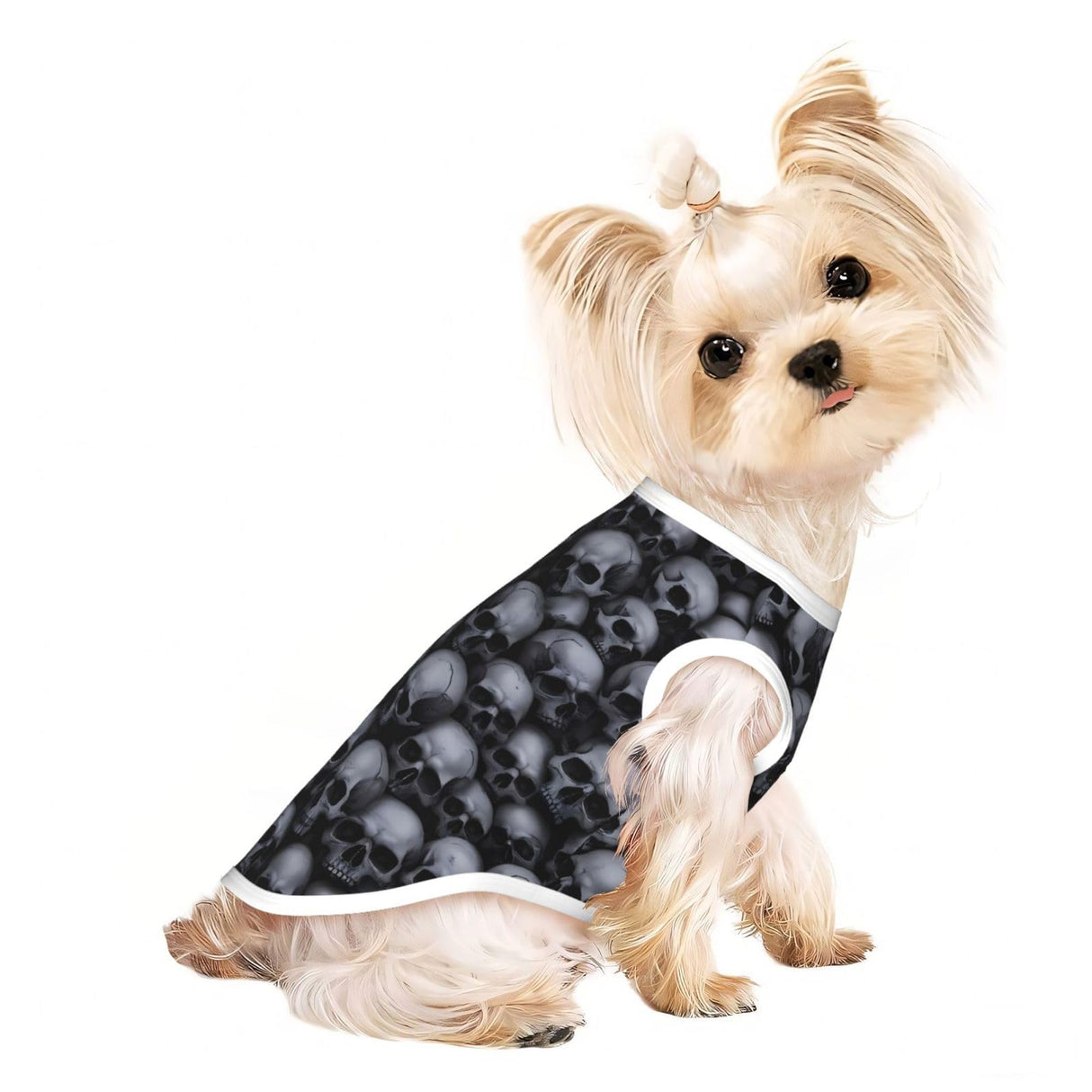 Nuzjahu Gothic Skull Pattern Dog Shirts Breathable Dog T-Shirts Elastic Soft Pet Clothes Spring Summer Pet Apparel Tee Shirt for Puppy Small Medium Dogs Kitty Cats