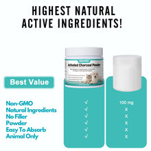 Load image into Gallery viewer, Activated Charcoal for Dogs, Cats, and All Pets, Charcoal for Dogs Poisoning, Digestive Health, Gas &amp; Liver Support, Non-GMO, Gluten Free,3.53oz(Powder)
