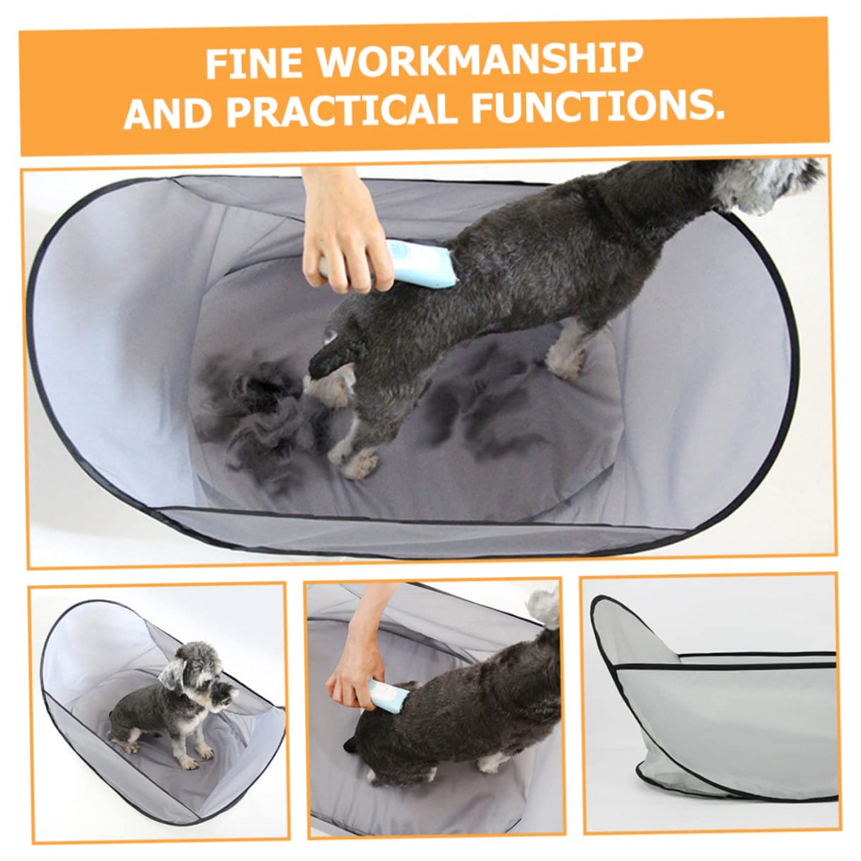 BCOATH Pet Shearing Bib Dog Haircut Apron Washable Hair Collector Foldable Grooming Hair Catcher for Home Use Cats and Dogs