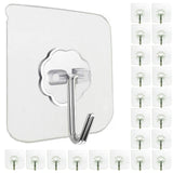 24 Pack Adhesive Wall Hooks 33LB Heavy Duty No Drill Transparent Waterproof Hooks for Bathroom Kitchen Towel Coat Office Home Outdoor