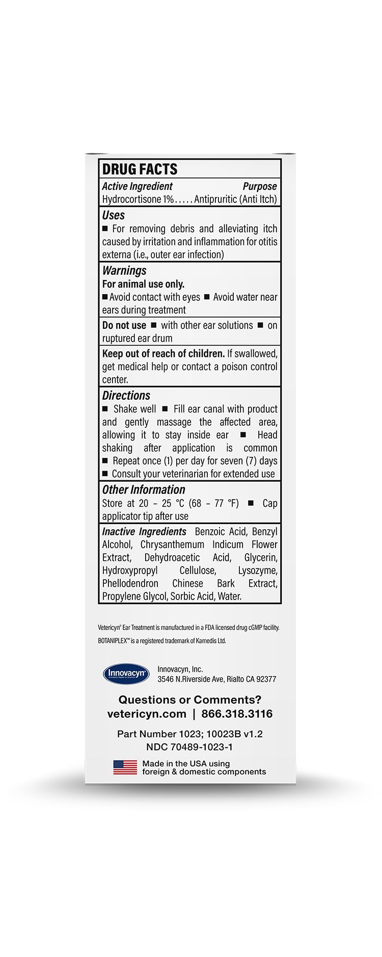 Vetericyn Triple-Action Ear Treatment for Dogs & Cats - 1% Hydrocortisone Ear Drops for Dog Ear Infection Relief - Fast Itch Relief & Healing with Otizyme Blend. 1.5 Ounce