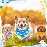 Bensbl 30Pcs Dog Bandanas Bulk Adjustable Washable Triangle Pet Bandanas Cartoon Bone Paw Print for Small Medium Large Dogs Grooming Daily Wear Birthday Party