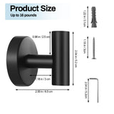 Towel Hooks for Bathroom,2 Packs Wall Mount Towel Holder,Black Matte Wall Robe Hook,Stainless Steel Heavy Duty Door Hanger Towel Hook for Kitchen, Bedroom,Hotel,Pool,Coats(Drilling)