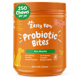 Zesty Paws Probiotics for Dogs, Digestive Enzymes Gut Flora, Digestive Health, Diarrhea & Bowel Support, DE111, Dog Probiotic Soft Chew for Pet Immune System, Pumpkin, 250 Ct
