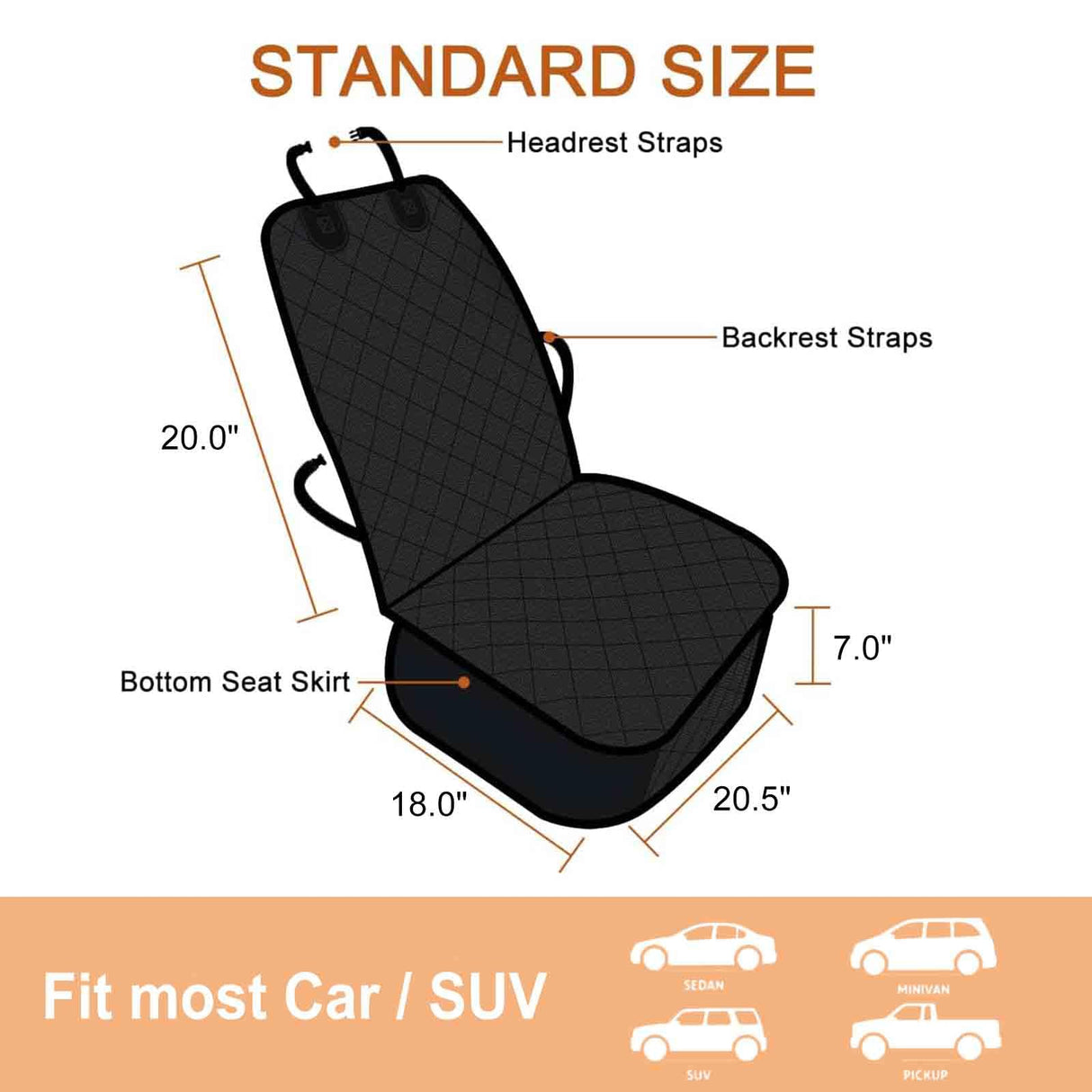 GOOPAWS Dog Car Seat Cover, Waterproof Dog Hammock, Scratchproof Travel Car Bed Back Seat Cover for Pets, with Storage Pocket for Car SUV Truck (Grey-3)