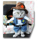 NACOCO Cowboy Dog Costume with Hat - Cat & Small Dog Clothes - Blue (X-Small)