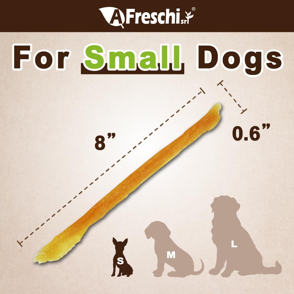 A Freschi srl Turkey Tendons for Dogs, Long-Lasting, Hypoallergenic Rawhide Alternative, Human Grade, Healthy Puppy Chews, Natural Dog Treats for Small Dogs, Strips, 10oz Pack