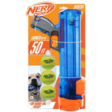 Nerf Dog Tennis Ball Blaster Dog Toy Gift Set, Tennis Ball Dog Fetch Toy Launches up to 50 ft, Dog Ball Thrower for All Breeds Includes Translucent Blue Tennis Ball Launcher and 3 Dog Tennis Balls