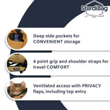 SturdiBag XL Pet Travel Carrier: Flexible Height for Cat and Dog Soft Sided with Safety Clips and Seatbelt Straps | Smoke, 20" x 16" x 12" (PN: SB3-PRO-SM)