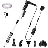 AQQA Upgraded DC 18W Electric Aquarium Vacuum Gravel Cleaner, Anti-Clog Pre-Filter Design, 7-in-1 Multifunctional Fish Tank Cleaning Kit for Dirt Removal, Water Change, Sand Washing, Turtle Shower