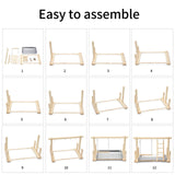 FrgKbTm Natural Wood Bird Playground Parrot Perch Playstand Play Gym Stand Playpen Perches Ladder Swing Platform with Toys Exercise Playgym for Luonfels,Budgie,Cockatiels,Conures,Parakeets,Lovebird
