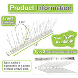 Valibe Bird Spikes for Pigeons Small Birds 100ft Bird Deterrent Devices Bird Repellet Spikes Stainless Steel Critter Pricker Woodpecker Cat with Uninstalled Pins