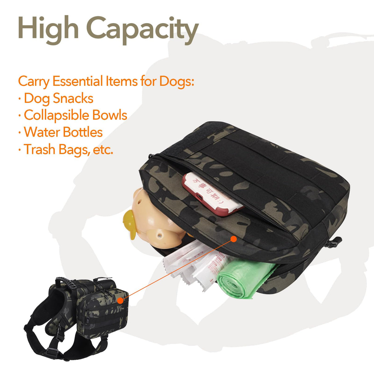GooCare x Jumahe Dog Hiking Backpack for Large/Giant Dogs – 2 Spacious Side Bags, Breathable Waterproof Fabric, Fits Chest 30"-40" (85-120 lbs), 5 Adjustable Buckles, Outdoor Travel Vest, Black