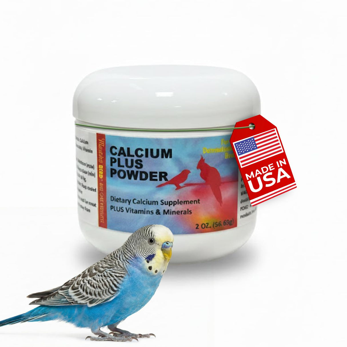 Morning Bird Calcium Plus Powder for Birds 2 oz – Calcium Supplement with Vitamin & Protein Powder – Supports Bone Health, Muscle Function & Digestive Balance – Easy-to-Mix Calcium Formula