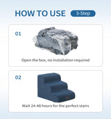 Made4Pets Dog Stairs Ramp for Small Dogs 15.7" H, 3-Step Dog Steps for Bed Couch Sofa and Chair, 35D Foam Pet Steps for Small Dogs and Cats, Non-Slip Bottom Pet Stairs, Navy