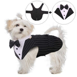 QBLEEV Dog Tuxedo - Formal Dog Suit with Bow Tie, Bandana Set, Halloween & Christmas Outfit, 2XL Stripe