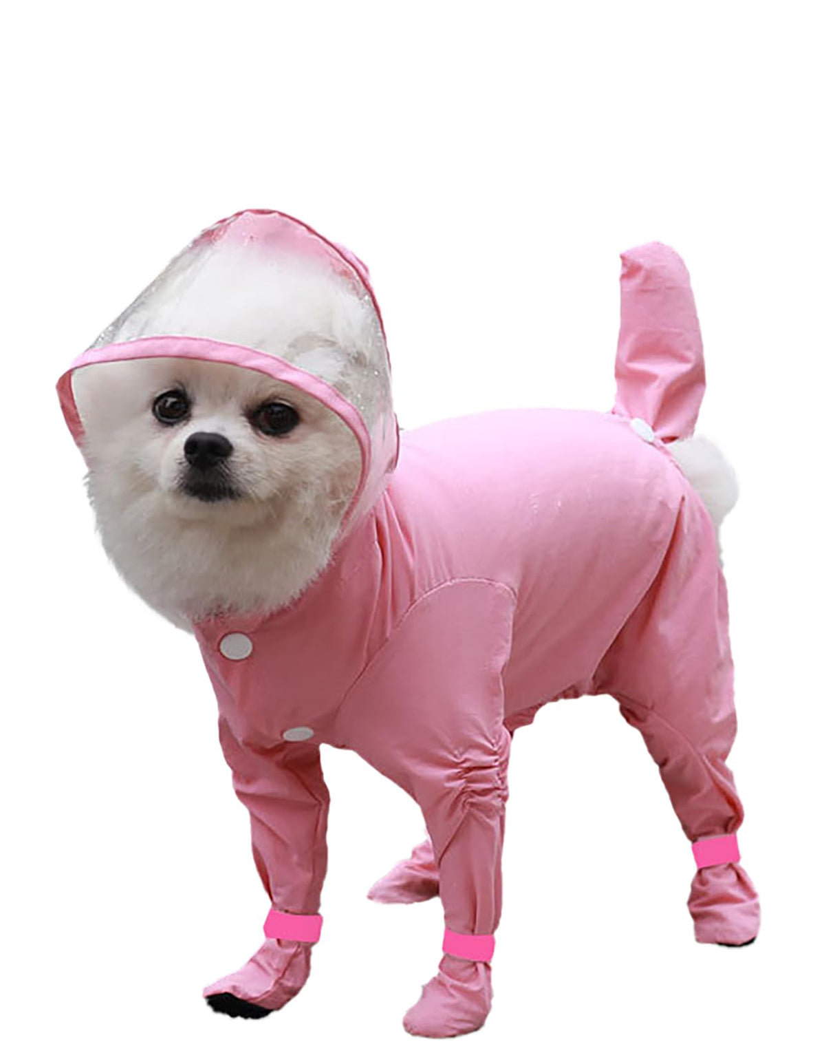 IOICYBF Dog Raincoat with Hood, Waterproof Full-Coverage Reflective Rain Jacket Quick-Drying Rain Poncho and Shoes for Small Medium Large Dogs,Pink,XL