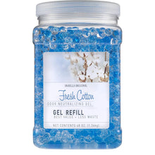 Load image into Gallery viewer, SMELLS BEGONE 48 oz Odor Eliminator Gel Refill - Air Freshener - Absorbs &amp; Eliminates Odors in Bathrooms, Basements, Cars, Boats, RVs &amp; Pet Areas - Made with Essential Oils - Fresh Cotton Scent
