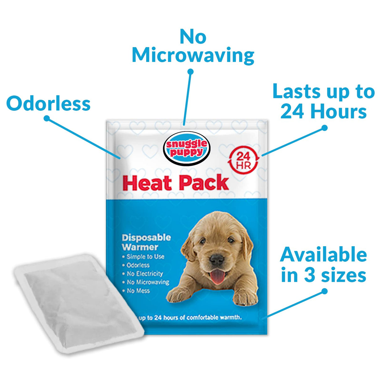 Snuggle Puppy Replacement Heat Packs - 12 Odourless, Long Lasting Disposable Hand Warmers Made with All Natural Ingredients