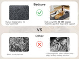 Bedsure Foldable Human Dog Bed - 2 in 1 Flexible Giant Human Dog Bed for Adult People with Supportive Bolster Egg Foam, Waterproof Liner, Calming Fluffy Faux Fur Orthopedic Big Bean Bed, Dark Grey