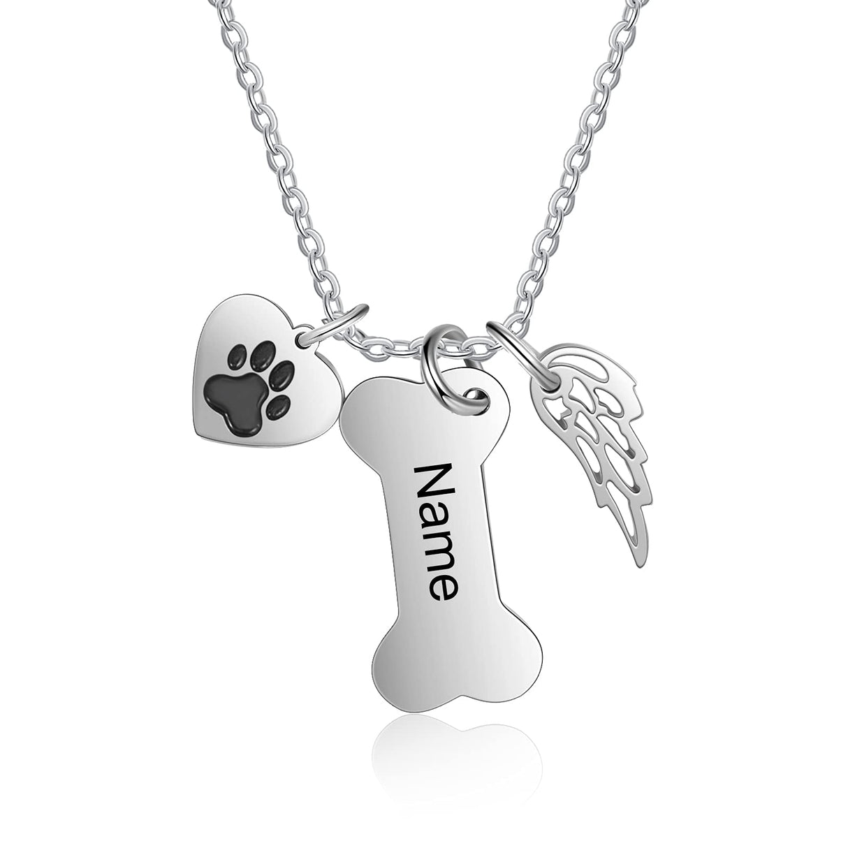 ALBERTBAND Dog Necklace for Women Personalized Dog Paw Charm Pendant Necklace -Dog Bone Memorial Necklace Custom Name Necklace Mom Gifts for Your Lover Pet