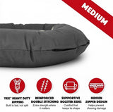 The Dog’s Bed Utility Waterproof Dog Bed for Medium Dogs, Grey - Washable Durable Indoor Outdoor Dog Bed, Tough Oxford Fabric, Removable Cover, Crate Car Kennel Travel Bed