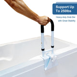 HEPO Adjustable Bathtub Grab Bars for Seniors, Bath Safety Grab Bar with Anti-Slip Cover for Elderly, Height and Width Adjustable