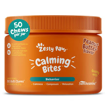 Load image into Gallery viewer, Zesty Paws Calming Chews for Dogs - for Everyday Stress, Relaxation, Composure, and Separation Peanut Butter 50 Count
