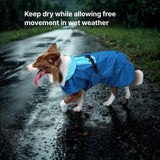 Vilichi Dog Raincoat, Waterproof Jacket, Windproof & Lightweight Outdoor Rain Coat, Body Coverage Poncho,with Storage Bag, Blue, for Medium Breed (Large)
