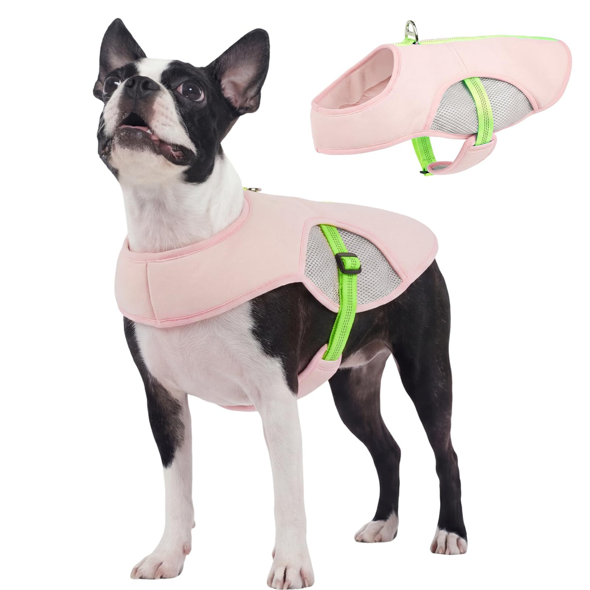 IECOii Dog Cooling Vest for Summer, Lightweight Breathable Dogs Cooler Shirt with Leash Ring, Adjustable Cool Jacket Reflective Pet Cooling Harness for Outdoor Walking, Hiking, Beach, Pink, Size M