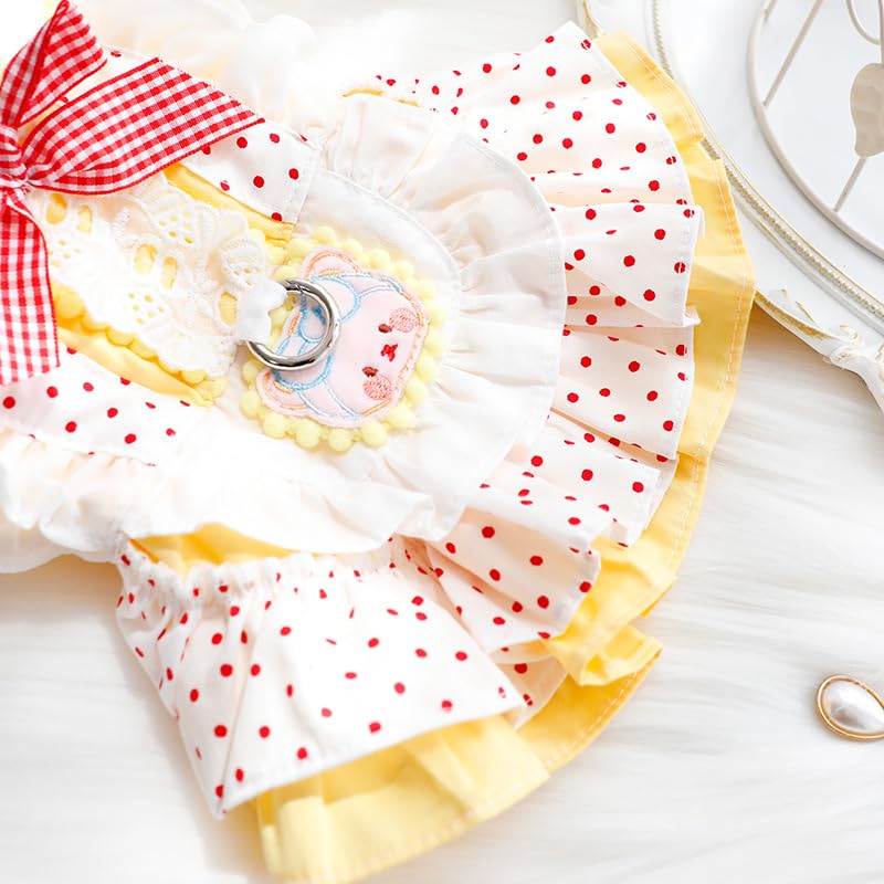 AZA Dog Princess Dresses for Small Dogs Lolita Clothes Costume Pet Hoodies Girl Cute Coat Outfits Spring Costumes (S,Yellow)