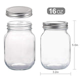 Glass Regular Mouth Mason Jars, 16 oz Clear Glass Jars with Silver Metal Lids for Sealing, Canning Jars for Food Storage, Overnight Oats, Dry Food, Snacks, Candies, DIY Projects (4PACK)