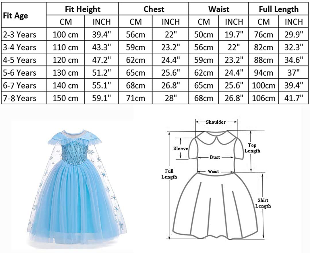 iTVTi Little Girl Princess Dress Halloween Carnival Cosplay Costume with Accessories Blue, 4-5 Years (Tag 120)