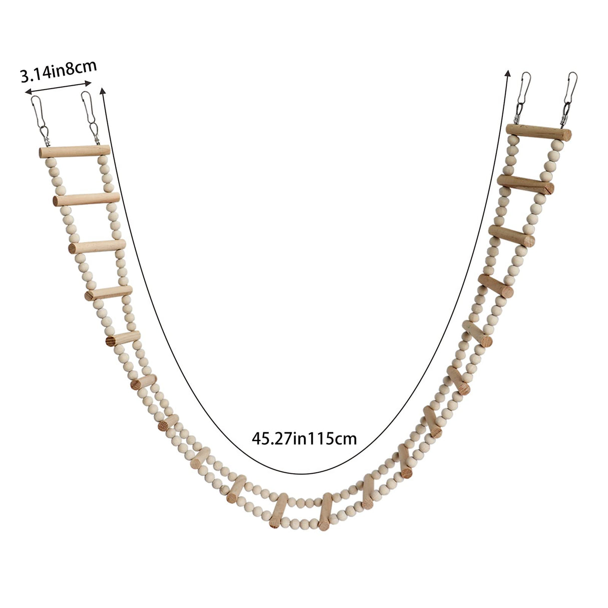 Bird Ladder Bridge, Wooden Pet Hamster Climbing & Swing Toys, Cage Accessories for Birds Rats Parrots Hamster Squirrel Sugar Gliders Parakeets Cockatiels - 20 Steps - 45.3 x 3.14 Inch
