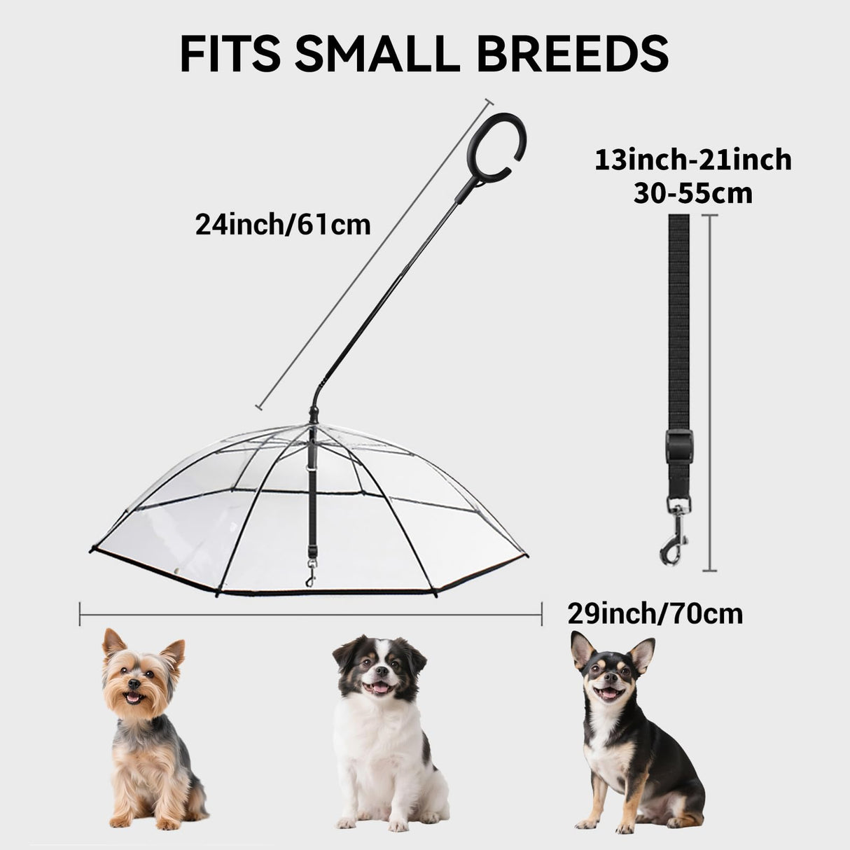 Namsan Pet Umbrella for Small Dogs, Clear Dog Walking Umbrella with Adjustable Leash, Self-Assembly Puppy Rain Snow Umbrella, Waterproof